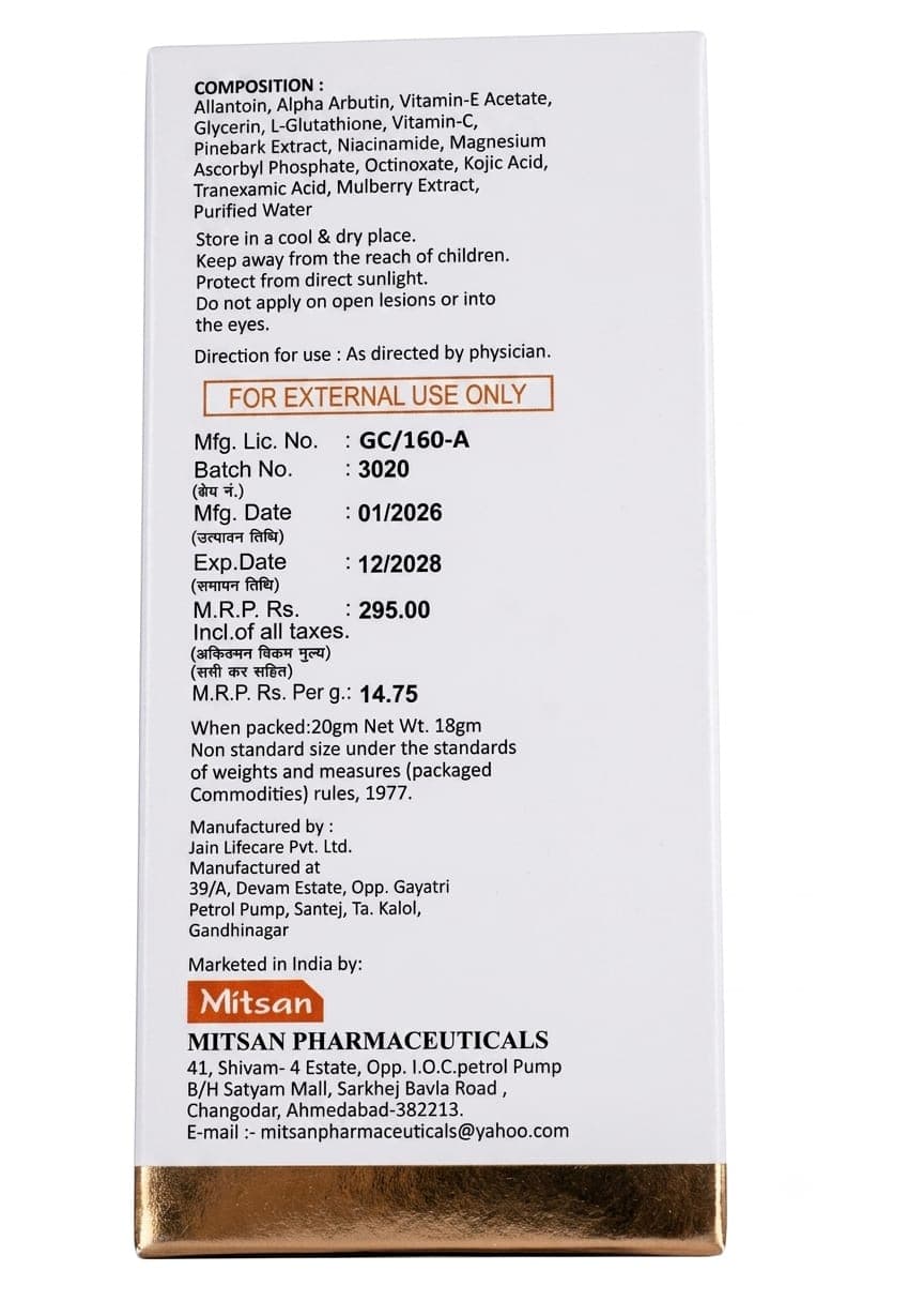 Kojic Acid L-Glutathione Cream (20g) thumbnail 2